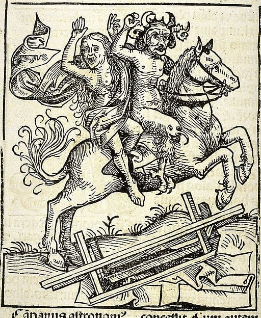 El Diablo cargando a la Bruja de Berkeley de la Crónica de Nuremberg