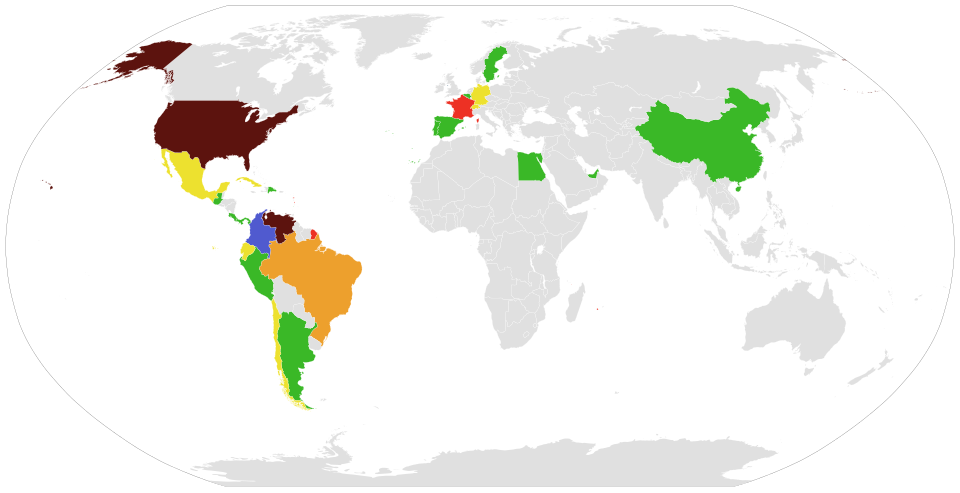 Mapa de viajes internacionales del presidente de Colombia Gustavo Petro